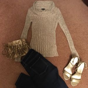 APT 9 cowl neck long sleeved gold Sweater Small